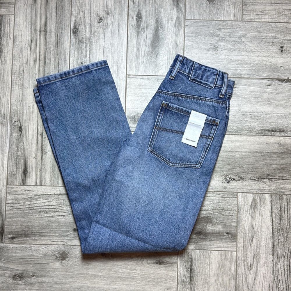 ASOS Collusion x005 Womens Blue Denim Mid Rise Straight Leg Jeans Size 26 NWT